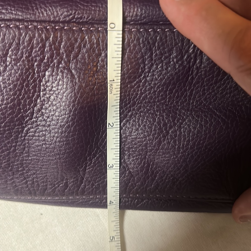 Michael Kors Purple Pebbled Leather Hobo Style Purse With 2 Outside Pockets - Picture 7 of 9